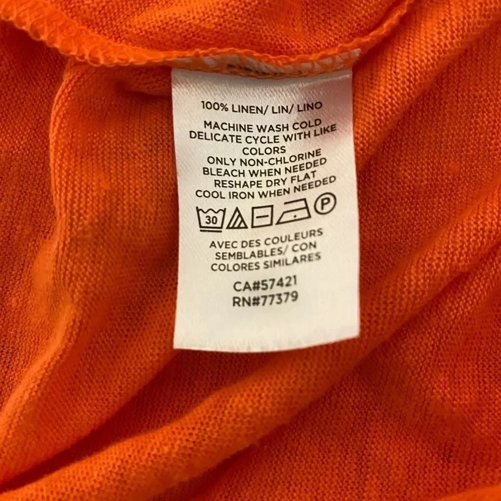 🆕 Ann Taylor Cropped Linen Tee, Size LARGE, Color ORANGE NECTAR - Picture 3 of 5